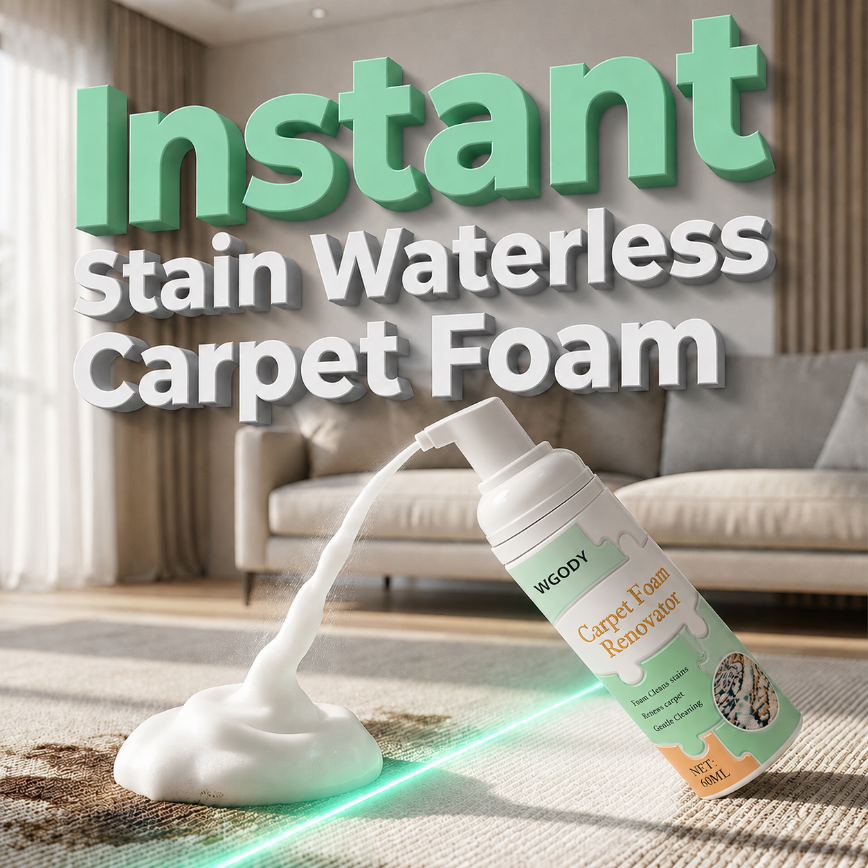✨No-Rinse Carpet & Upholstery Stain Remover with Towel🏠💨